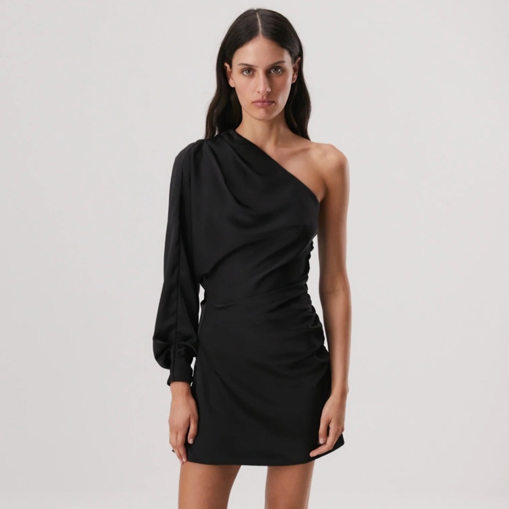 MISHA Achelle One Shoulder Satin Mini Dress